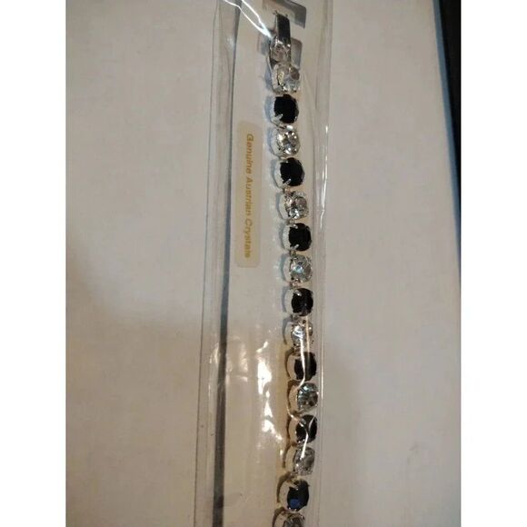 Silver Tone Austrian Crystal Tennis Bracelet - Picture 1 of 3